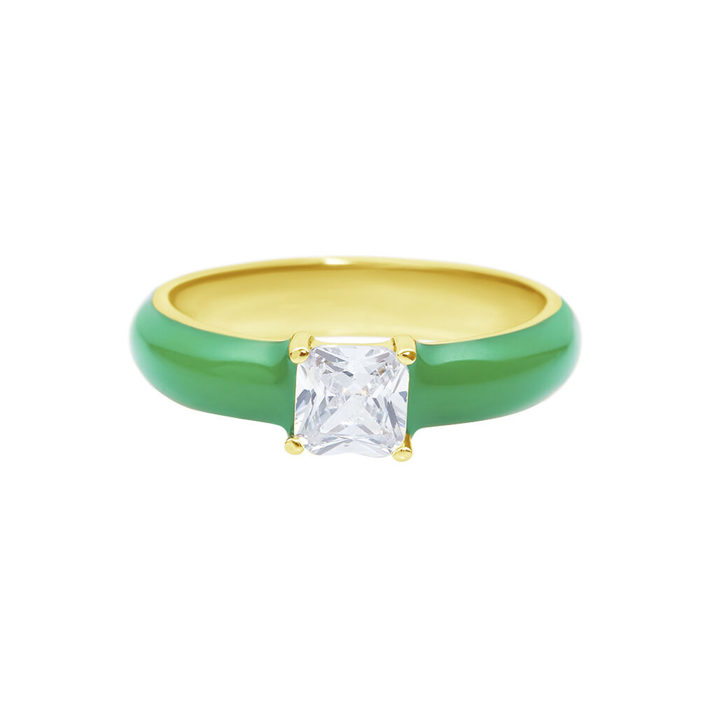 Anello Solitario Lady Sweet Acciaio Dorato Cristallo - Anelli con Pietre Donna | Stroili