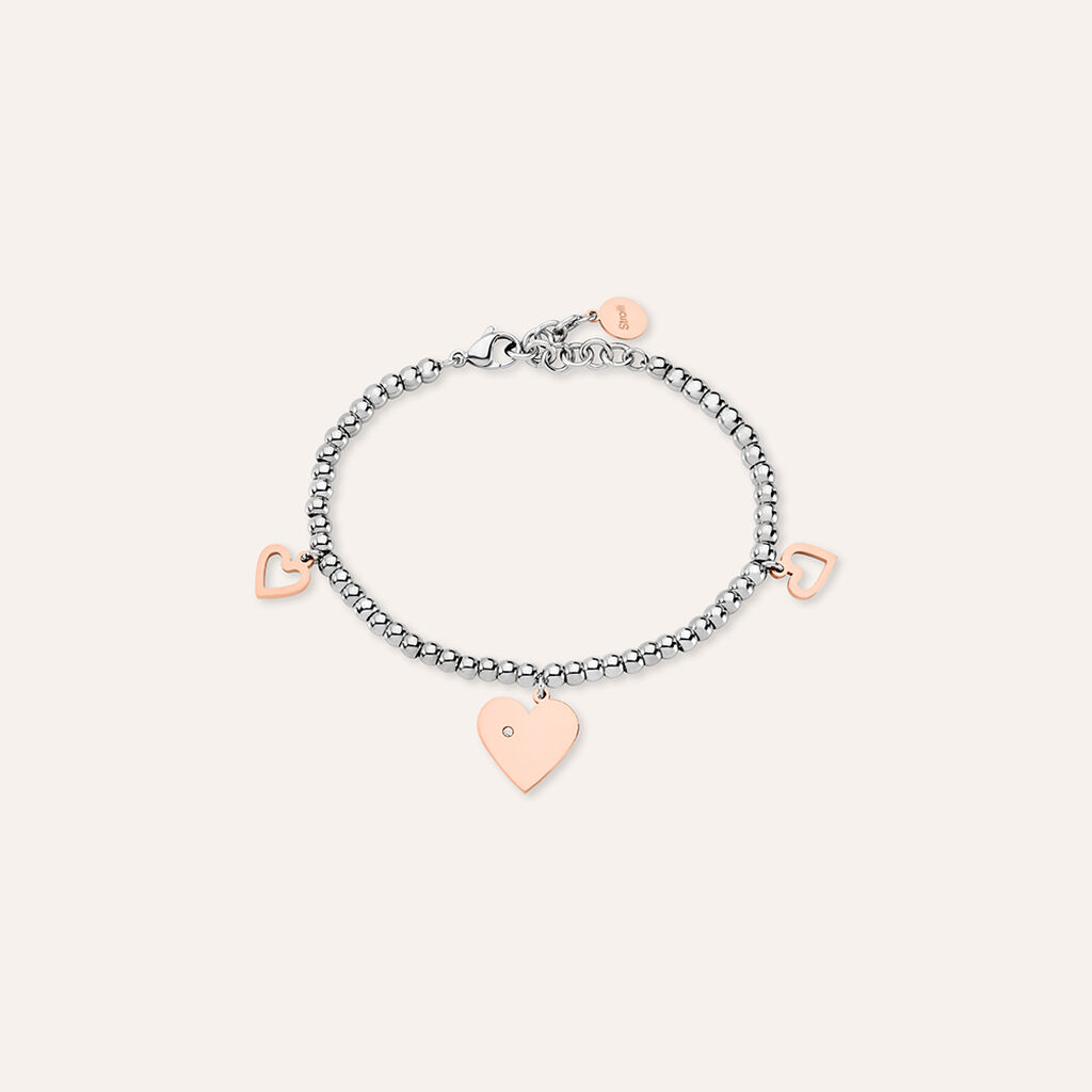Bracciale Lady Chic Acciaio Bicolore Bianco / Rosa Cristallo - Bracciali con Incisione Donna | Stroili