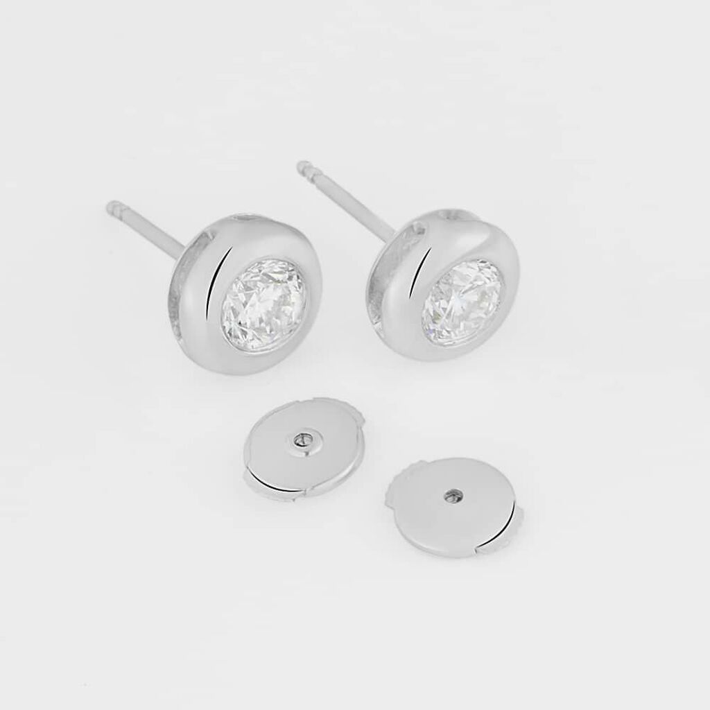 Orecchini Lobo Punto Luce Diamade Oro Bianco Diamante Lab-Grown