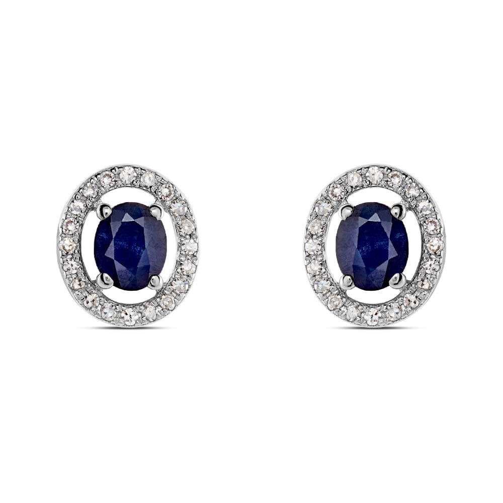 Orecchini Lobo Punto Luce Elizabeth Crown Oro Bianco Zaffiro Diamante