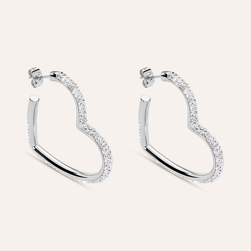 Orecchini A Cerchio Aura Acciaio Cristallo