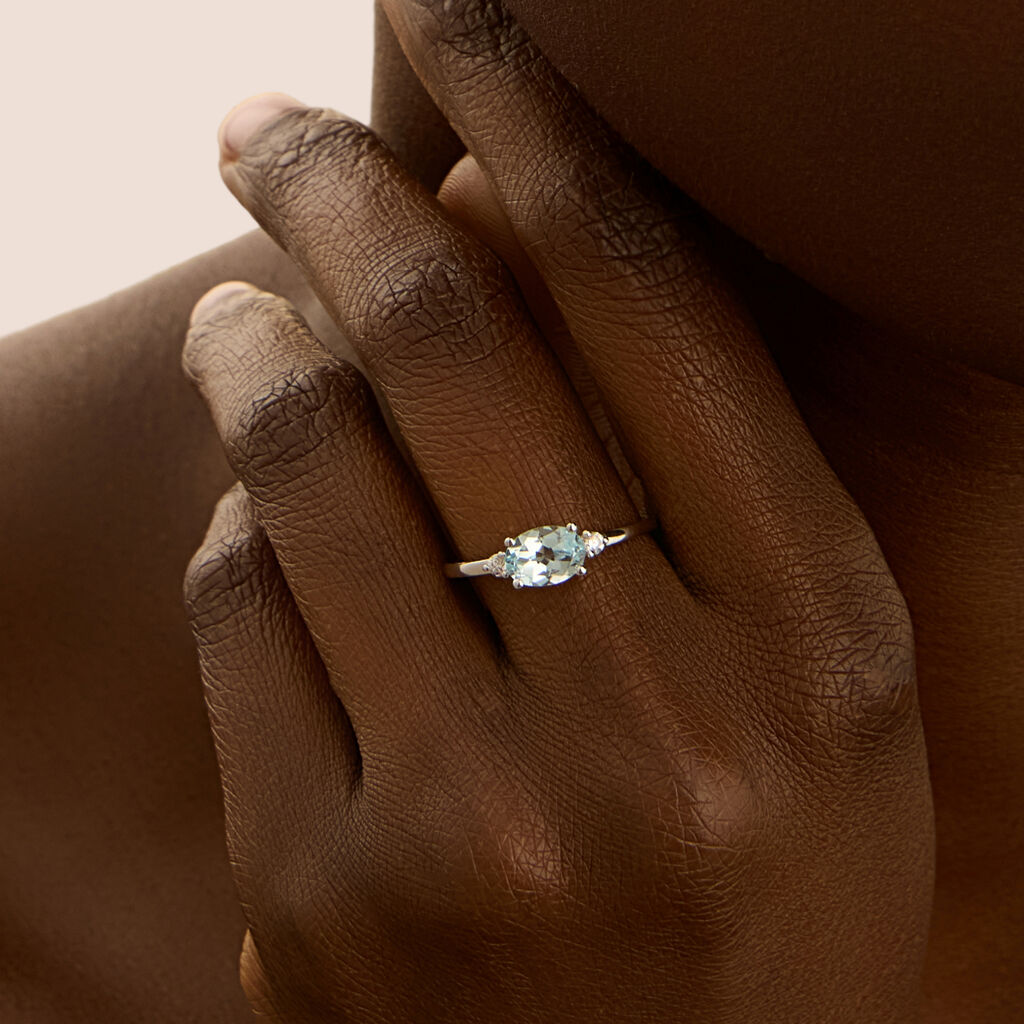 Anello Solitario Amélie Oro Bianco Topazio Cubic Zirconia