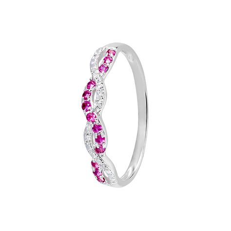 Anello in oro bianco con rubini 0.13 ct e diamanti 0.0125 ct - Anelli Vintage Donna | Stroili