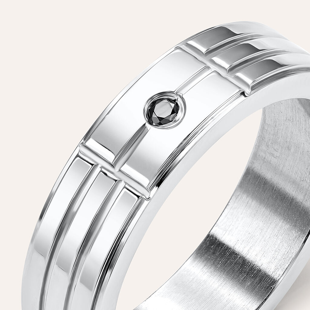 Anello Fascia Man Code Acciaio Cubic Zirconia - Anelli con Incisione Uomo | Stroili