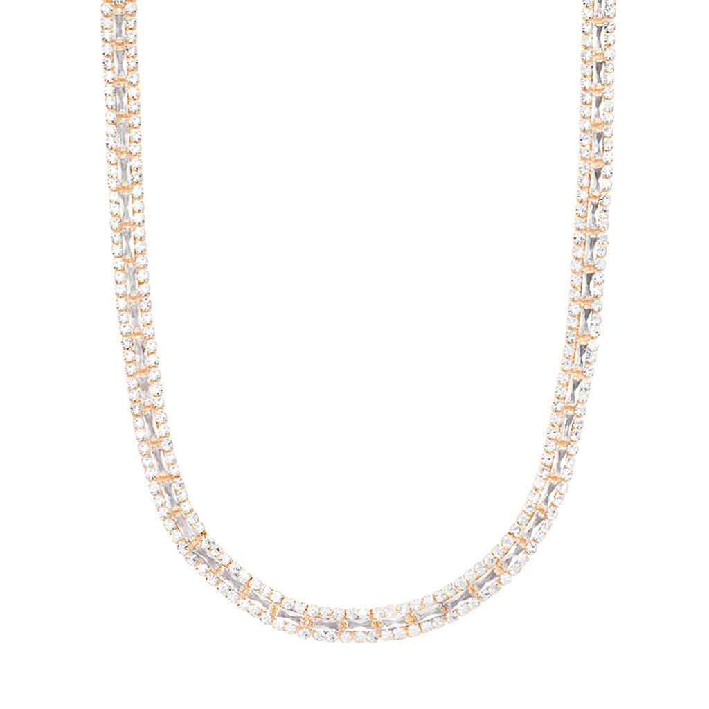 Collana Tennis Romantic Shine Metallo Rosa Cristallo