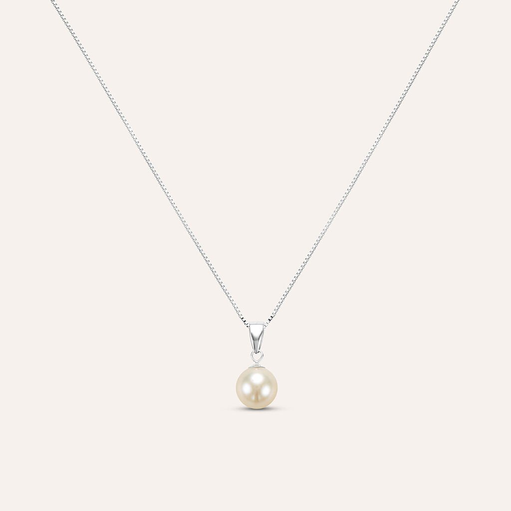 Collana Gabrielle Oro Bianco Perla D'Acqua Dolce