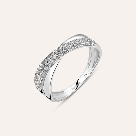 Anello Fascia Claire Oro Bianco Cubic Zirconia - Anelli a Fascia Larga Donna | Stroili