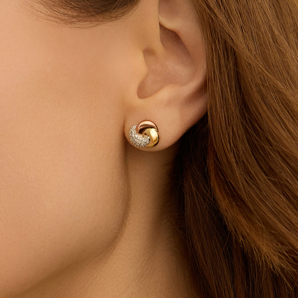 Orecchini Lobo Sophia Oro Tricolore Diamante