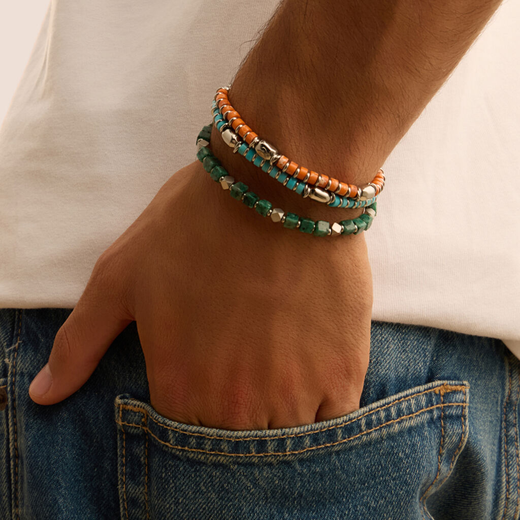 Bracciale Man Code Acciaio Turchese