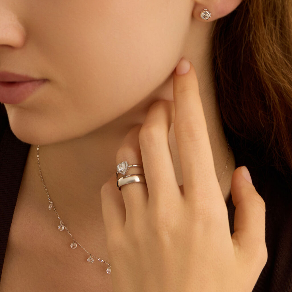 Orecchini Lobo Punto Luce Claire Oro Bianco Cubic Zirconia