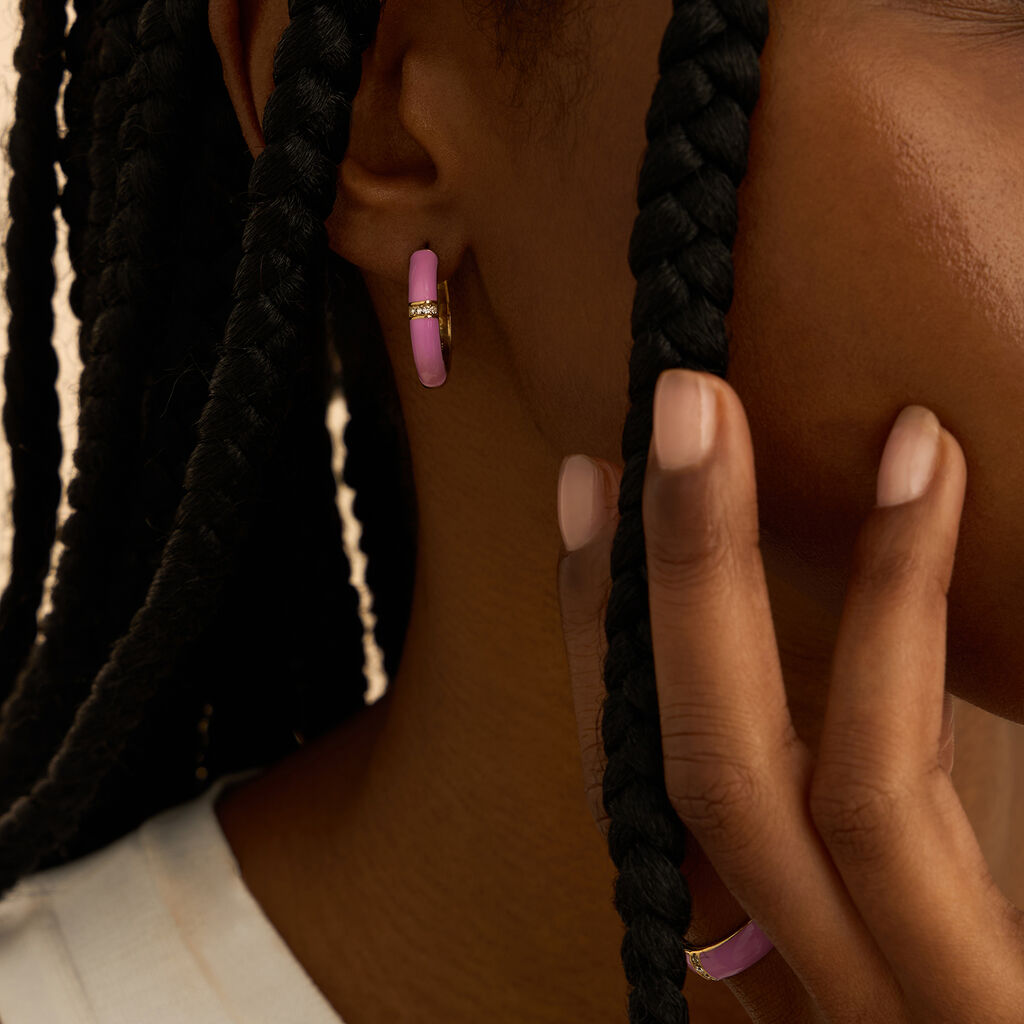 Orecchini A Cerchio Lady Sweet Acciaio Giallo Cristallo