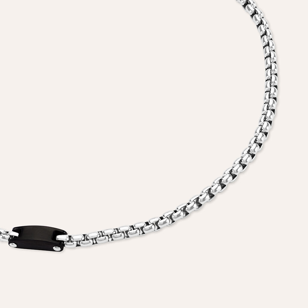 Collana Man Code Acciaio Bicolore Bianco / Nero