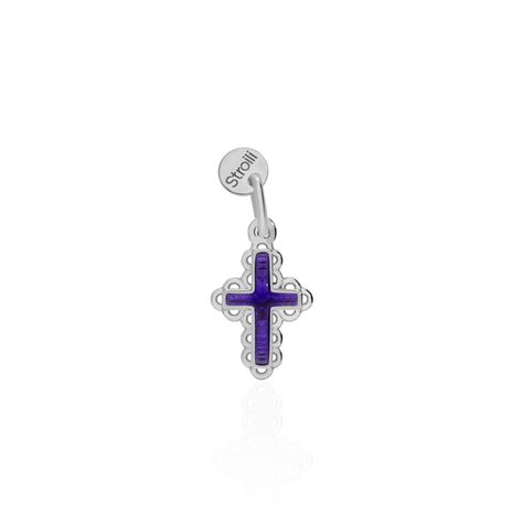 Charm in argento rodiato con croce - Charms Donna | Stroili