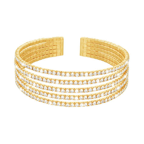 Bracciale rigido multifilo in metallo dorato con strass - Bracciali Donna | Stroili