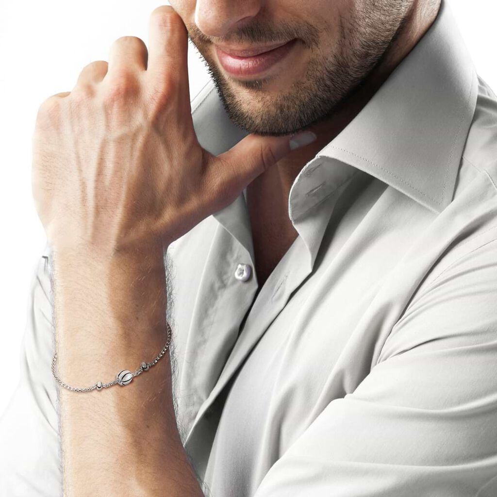 Bead Essential Code Acciaio Bicolore Bianco / Nero