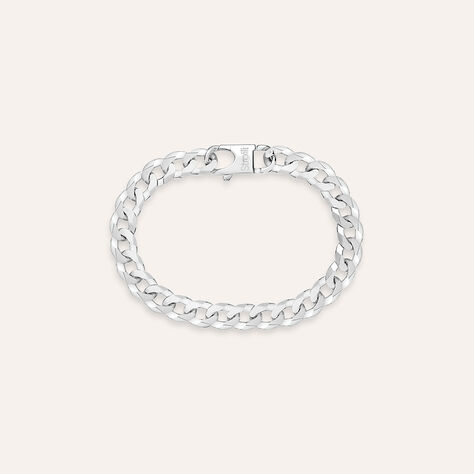 BRACCIALE CATENA E PIASTRA DA UOMO IN ARGENTO Rodiato Oro Bianco 18 Kt - Foto 2