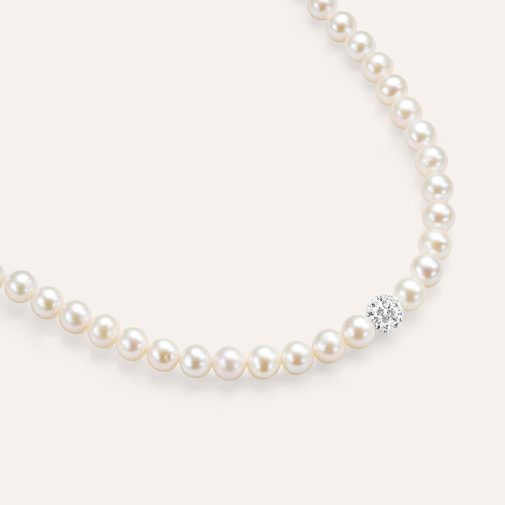 Bracciale Gabrielle Oro Bianco Perla D'Acqua Dolce Cristallo - Bracciali Donna | Stroili