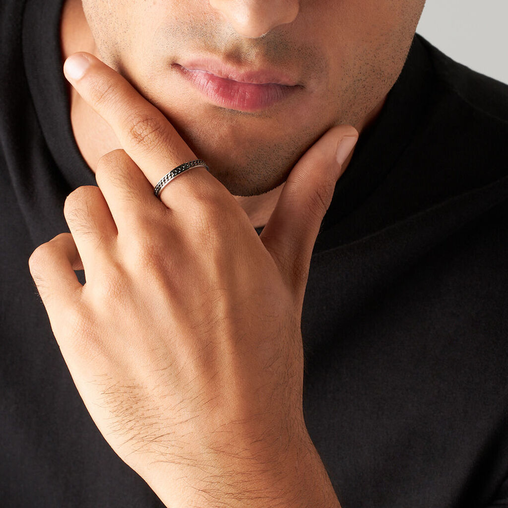 Anello Fedina Gentleman Argento Bicolore Bianco / Nero