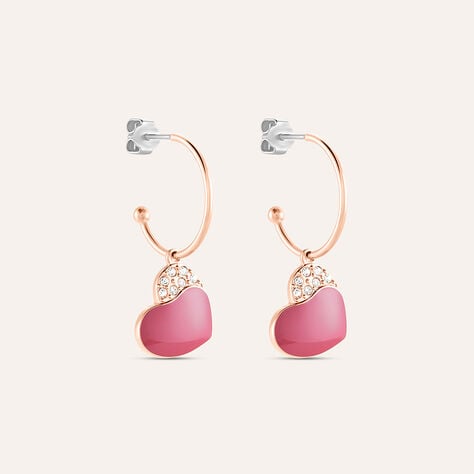 Orecchini A Cerchio Lady Sweet Acciaio Rosa Cristallo - Orecchini a Cerchio Donna | Stroili