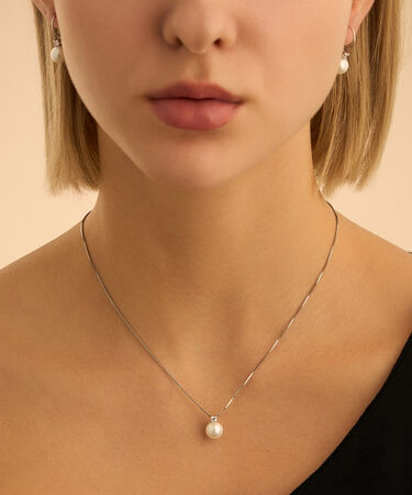 Collana Silver Pearls Argento Rodiato Perla sintetica Cubic Zirconia