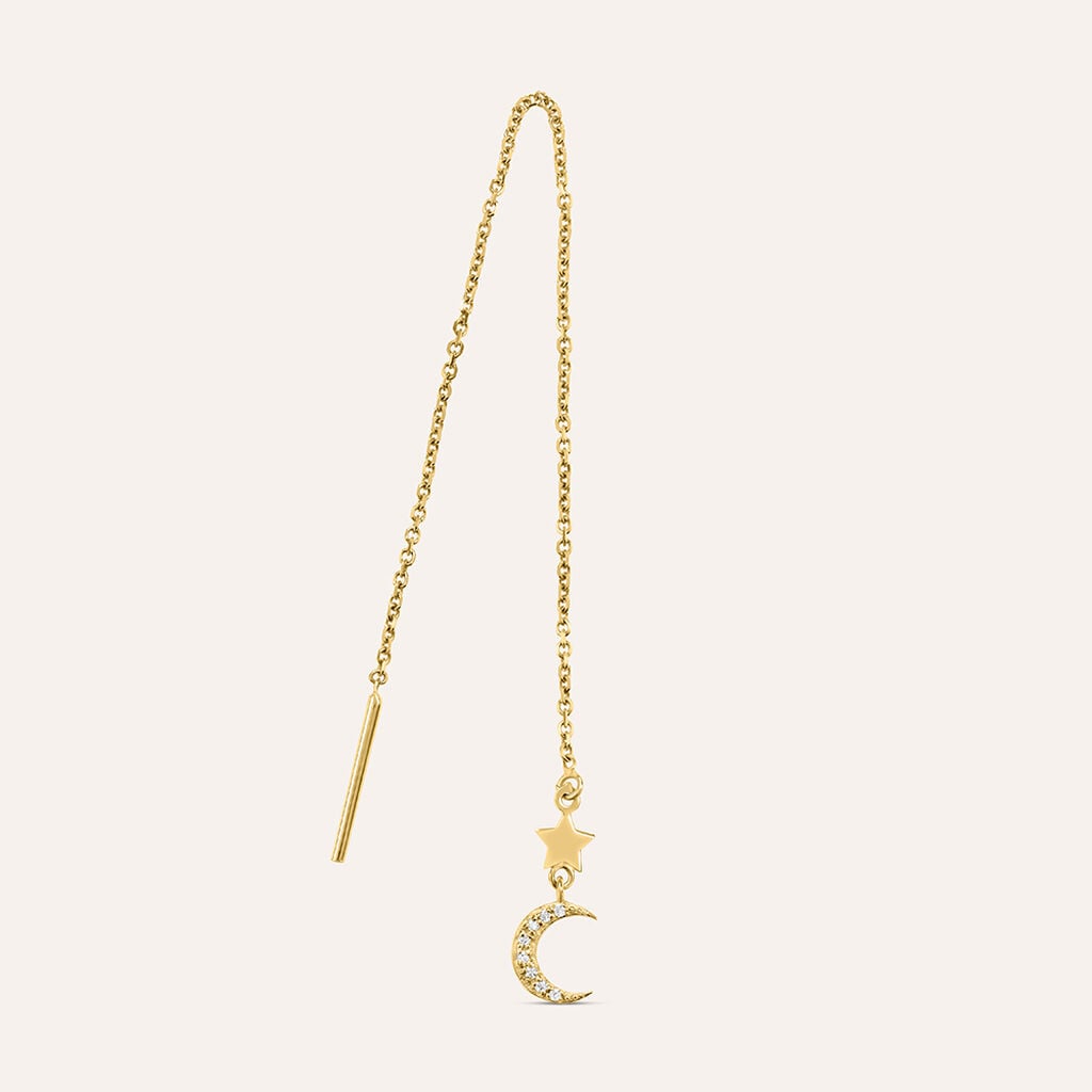 Mono Orecchino Pendente Saliscendi Beverly Oro Giallo Cubic Zirconia