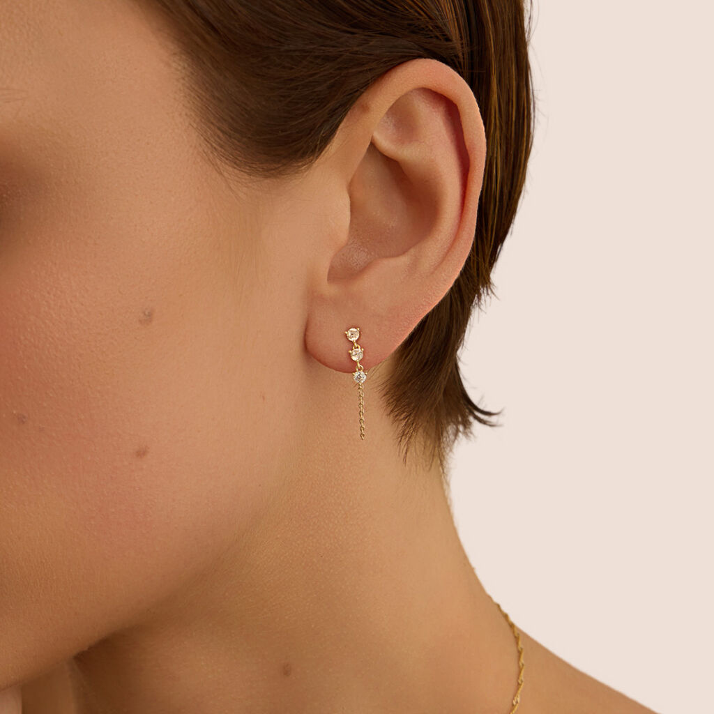 Mono Orecchino Lobo Bon Ton Oro Giallo Cubic Zirconia