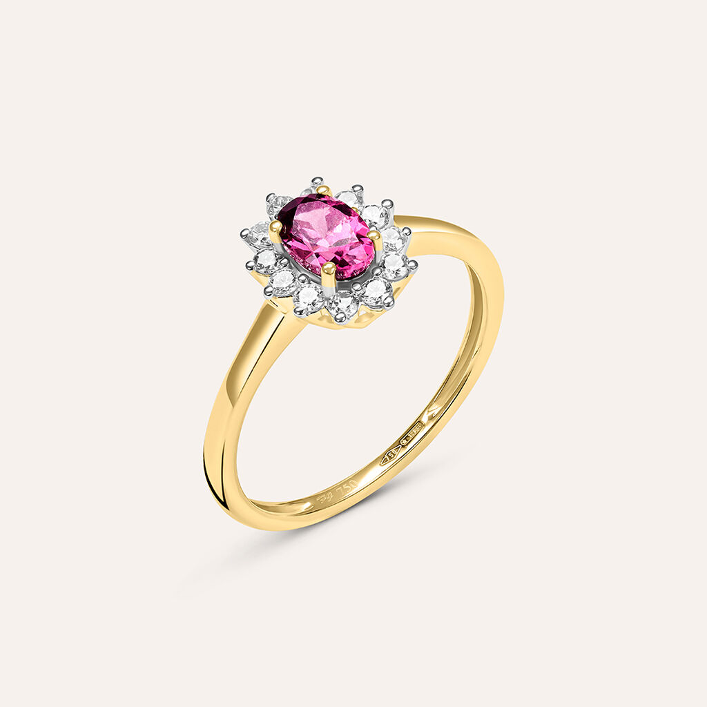 Anello Solitario Kate Jasmine Oro Giallo Rodolite Diamante - Anelli con Pietre Donna | Stroili
