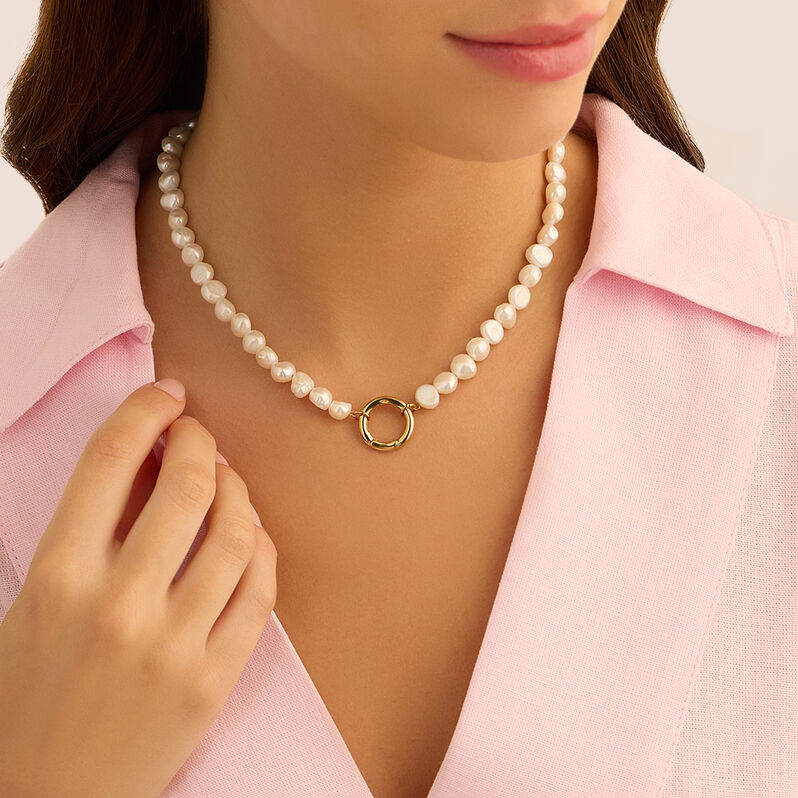 Collana Radiance Acciaio Dorato Perla D'Acqua Dolce - Catenina Donna | Stroili