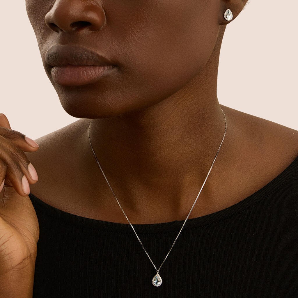 Collana Punto Luce Amélie Oro Bianco Topazio Cubic Zirconia