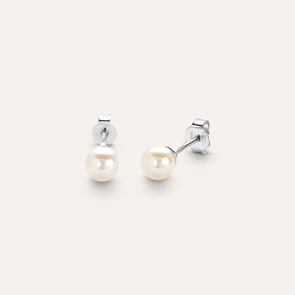 Orecchini Lobo Gabrielle Oro Bianco Perla Akoya - Orecchini a Lobo Donna | Stroili