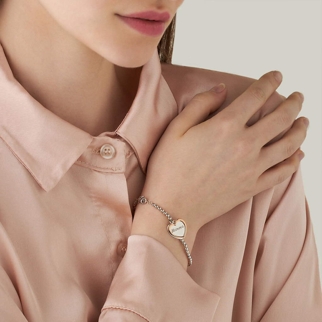 Bracciale Silver Collection Argento Bicolore Bianco / Rosa - Bracciali Love Donna | Stroili