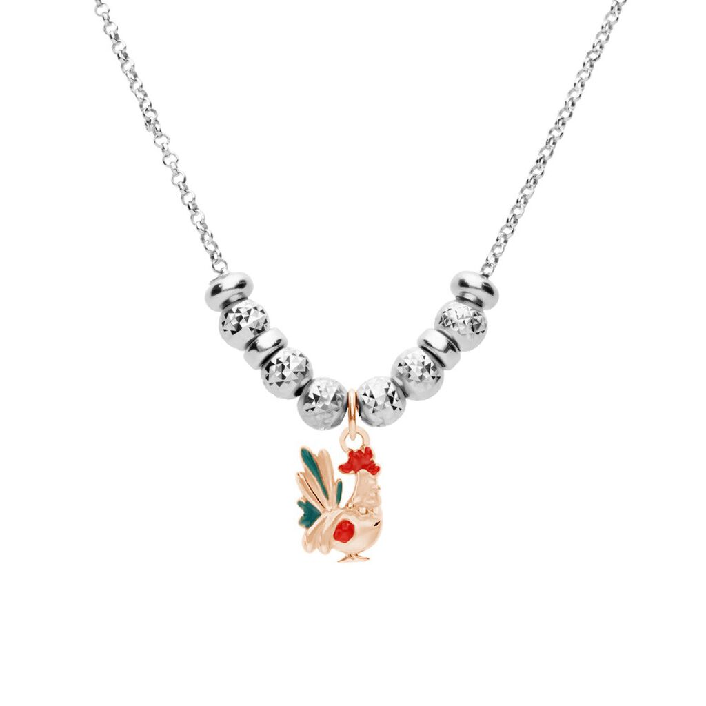 Charm in argento rosato e smalto galletto - Charms Donna | Stroili