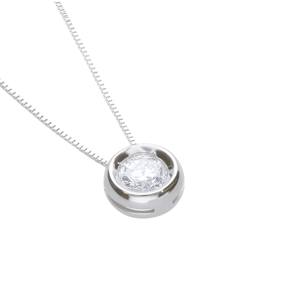 Girocollo punto luce in oro bianco con brillante 0.40 ct