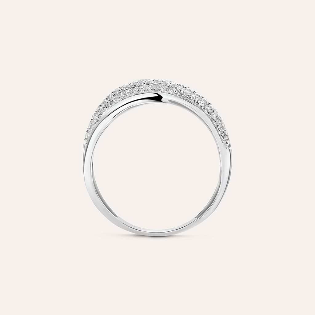 Anello Fascia Claire Oro Bianco Cubic Zirconia - Anelli a Fascia Larga Donna | Stroili