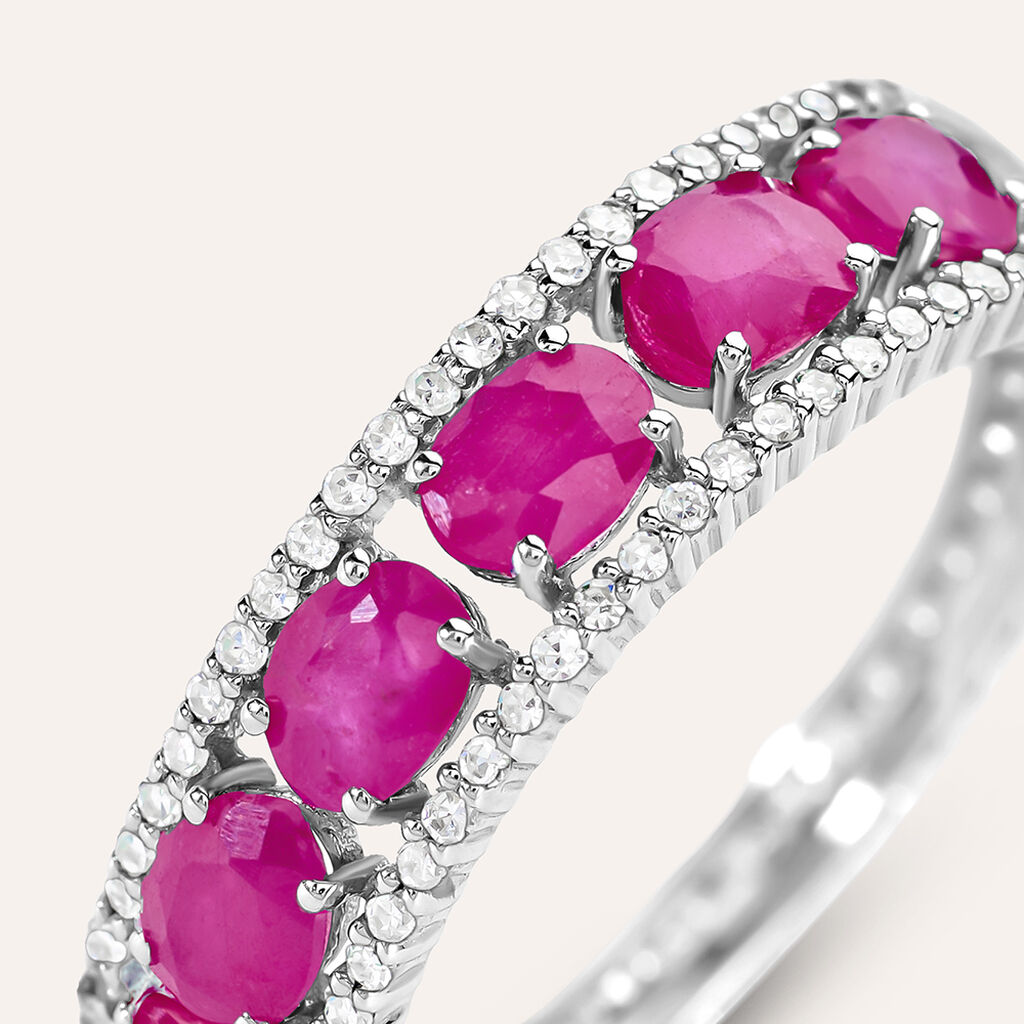 Anello Fascia Charlotte Oro Bianco Rubino Diamante