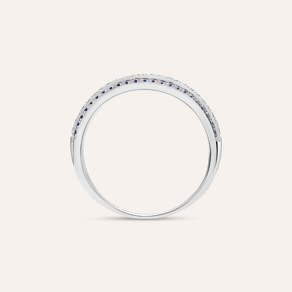 Anello Fascia Elizabeth Crown Oro Bianco Zaffiro Diamante - Anelli con Pietre Donna | Stroili