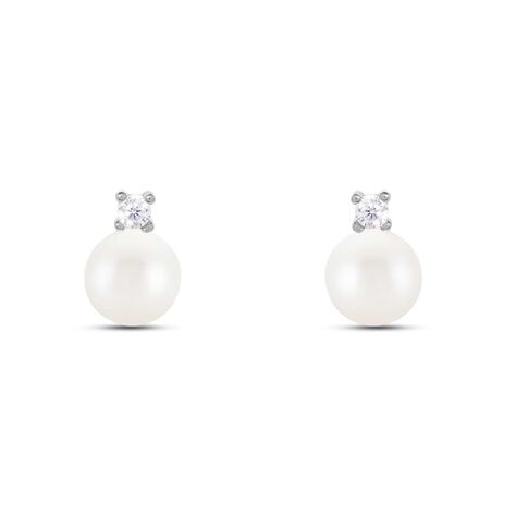 Orecchini Lobo Gabrielle Oro Bianco Perla D'Acqua Dolce Cubic Zirconia - Orecchini a Lobo Donna | Stroili