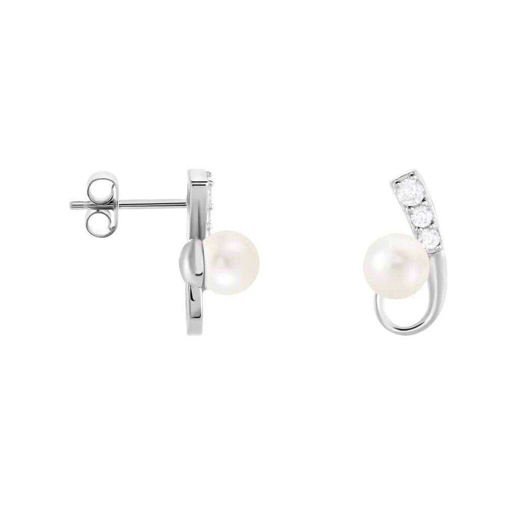 Orecchini Lobo Silver Pearls Argento Rodiato Perla sintentica Cubic Zirconia - Orecchini a Lobo Donna | Stroili