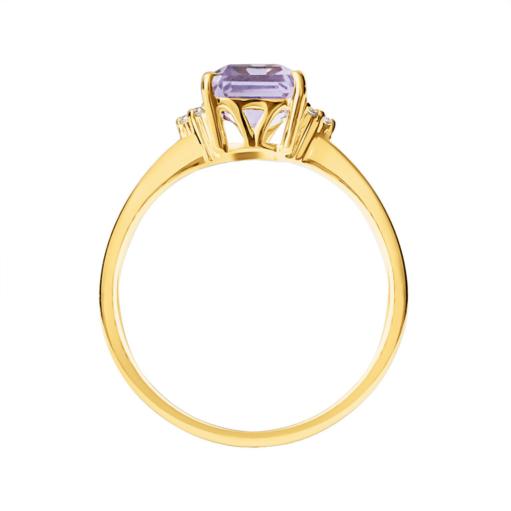 Anello Solitario Amélie Oro Giallo Ametista Cubic Zirconia - Anelli con Pietre Donna | Stroili