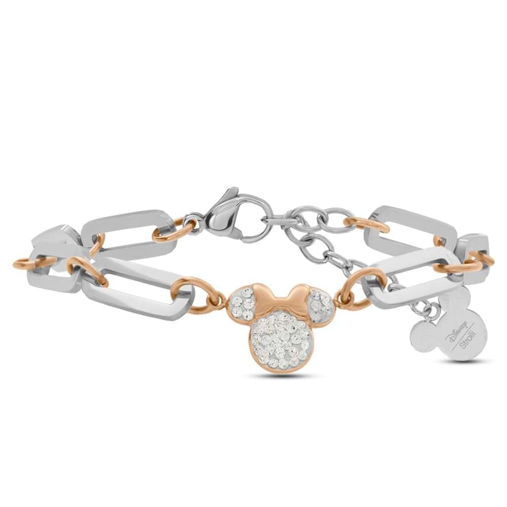 Bracciale Mickey Mouse & Friends Acciaio Bicolore Bianco / Rosa Cristallo - Bracciali Donna | Stroili