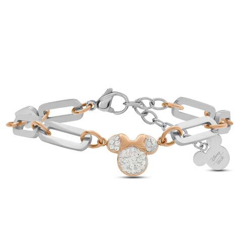 Bracciale Mickey Mouse & Friends Acciaio Bicolore Bianco / Rosa Cristallo - Bracciali Donna | Stroili