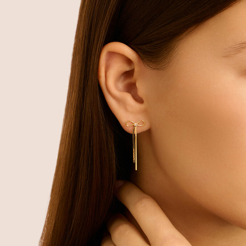 Orecchini Pendenti Fiocco Beverly Oro Giallo Cubic Zirconia - Orecchini Pendenti Donna | Stroili