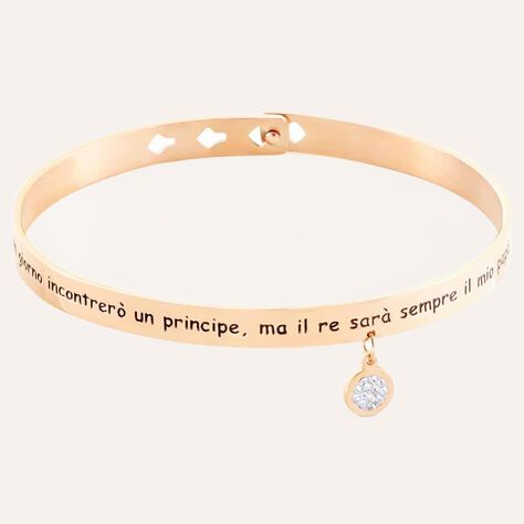 Bangle Lady Message Acciaio Rosato Family e Cristalli - Bracciali Donna | Stroili
