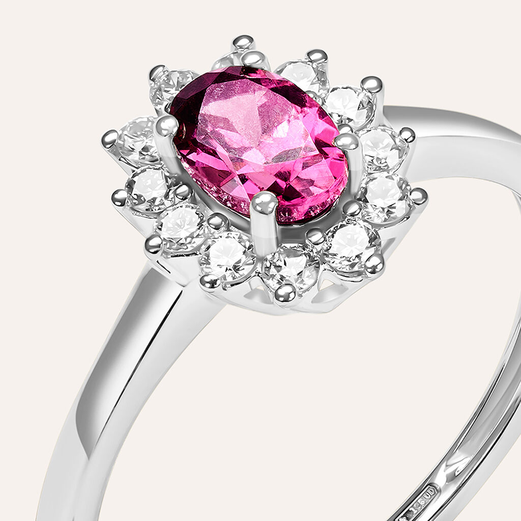 Anello Solitario Kate Jasmine Oro Bianco Rodolite Diamante - Anelli con Pietre Donna | Stroili