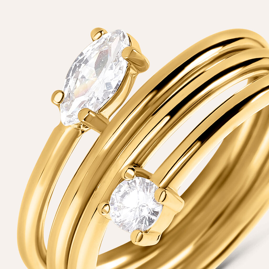 Anello Fascia Radiance Acciaio Dorato Cristallo