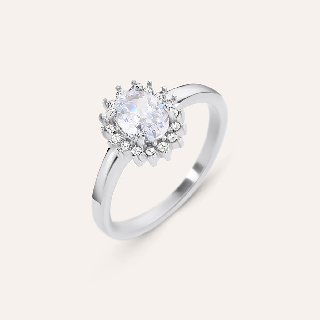 Anello Solitario Kate Aura Acciaio Cristallo