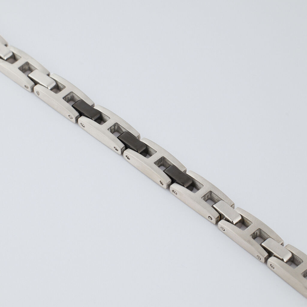 Bracciale Man Code Acciaio Bicolore Bianco / Nero