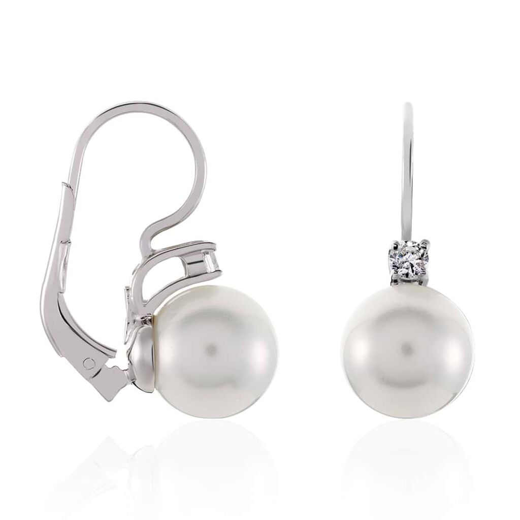 Orecchini Pendenti Silver Pearls Argento Rodiato Perla sintentica Cubic Zirconia