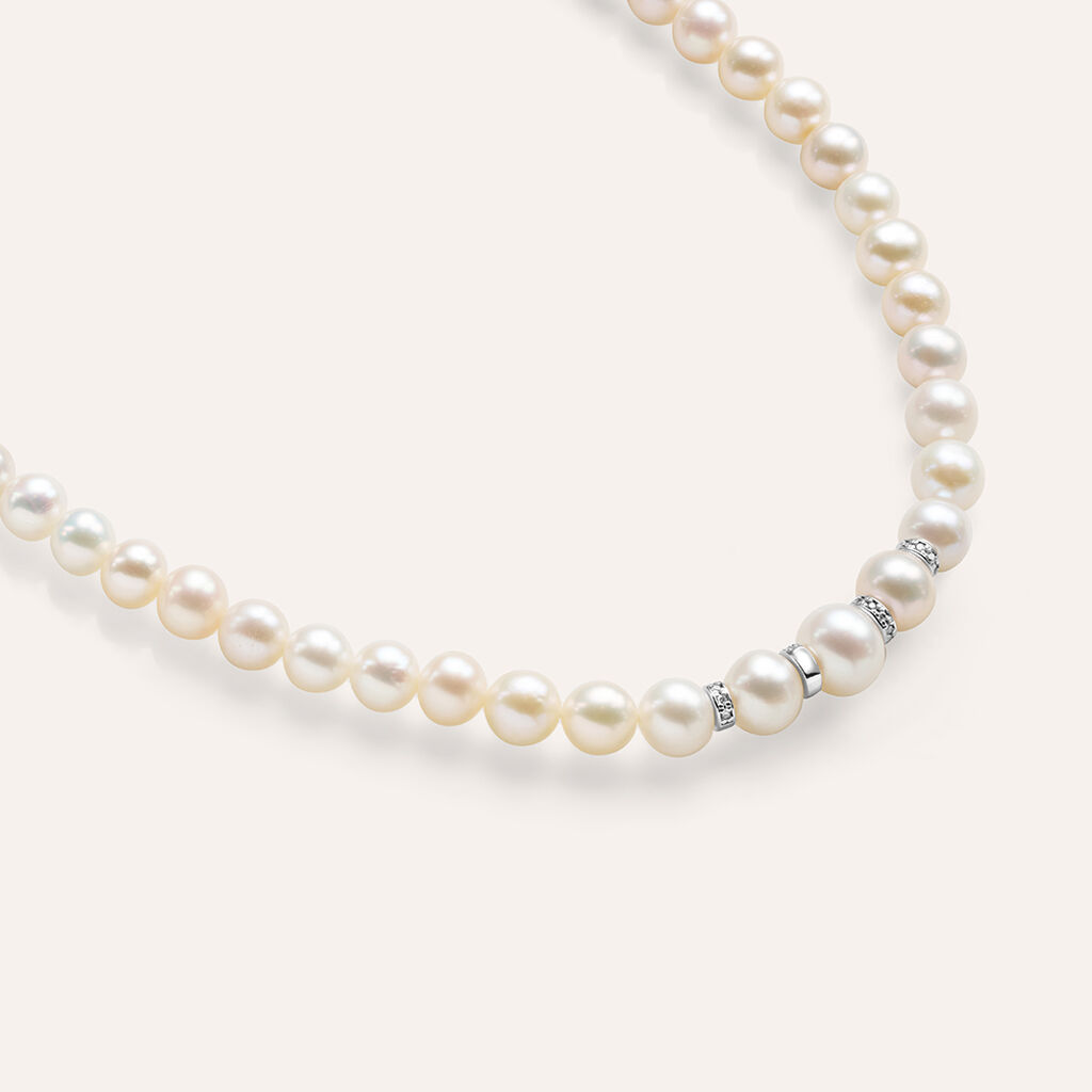 Collana Gold Pearls Oro Bianco Perla D'Acqua Dolce Diamante - Gioielli Donna | Stroili