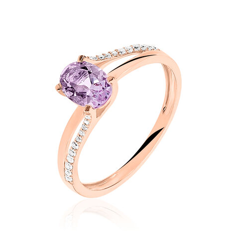 Anello Amélie Oro Rosa Ametista Cubic Zirconia - Anelli con Pietre Donna | Stroili